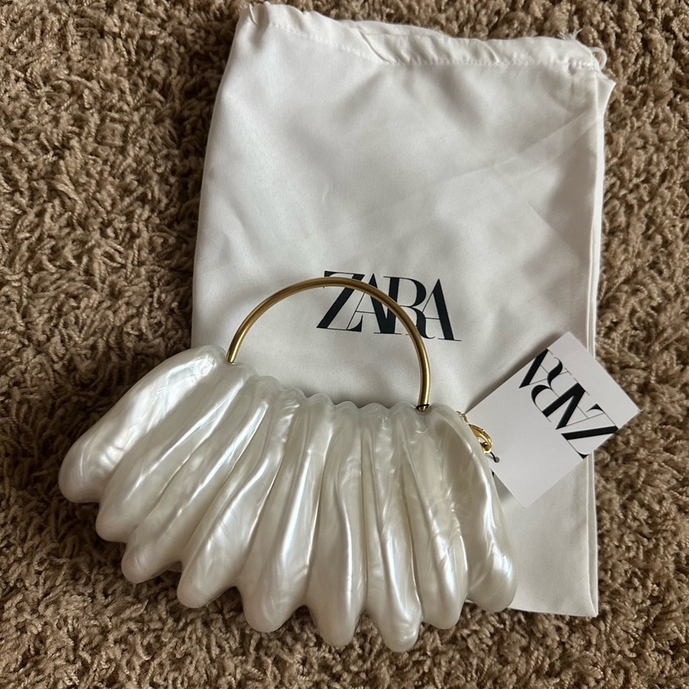 ZARA Asymmetrical Pearl Effect Clutch